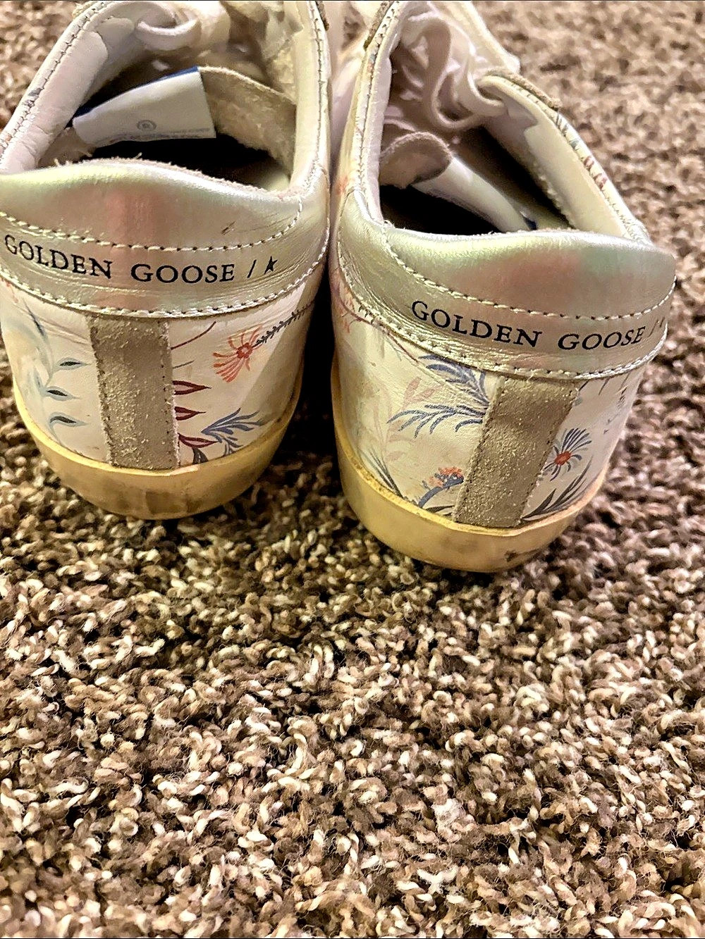 Golden Goose Superstar Sneakers Floral Print Leather Cream & Gold